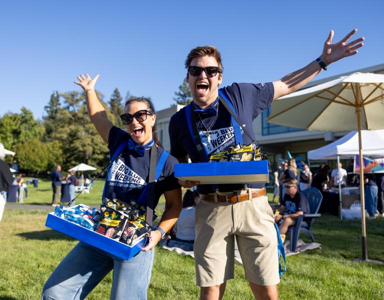 Sonoma State Staff passing out snacks