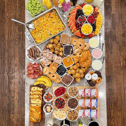 Brunch items on a table